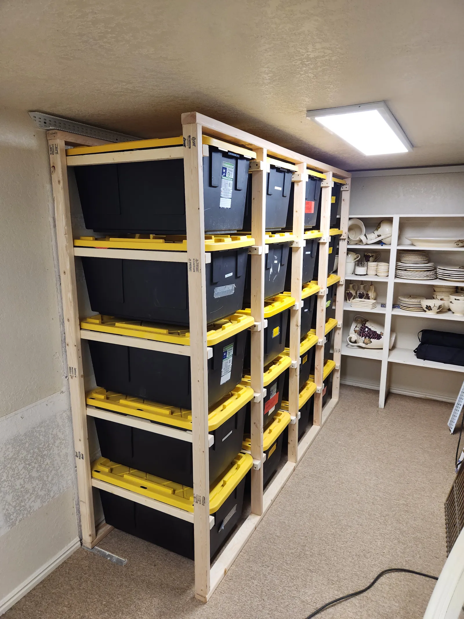 Basement storage framing in progress
