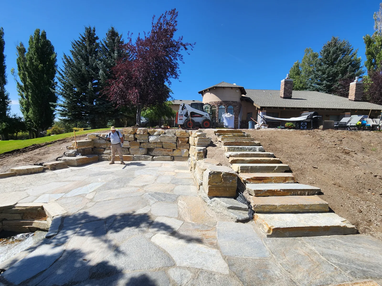 Stone steps landscaping project